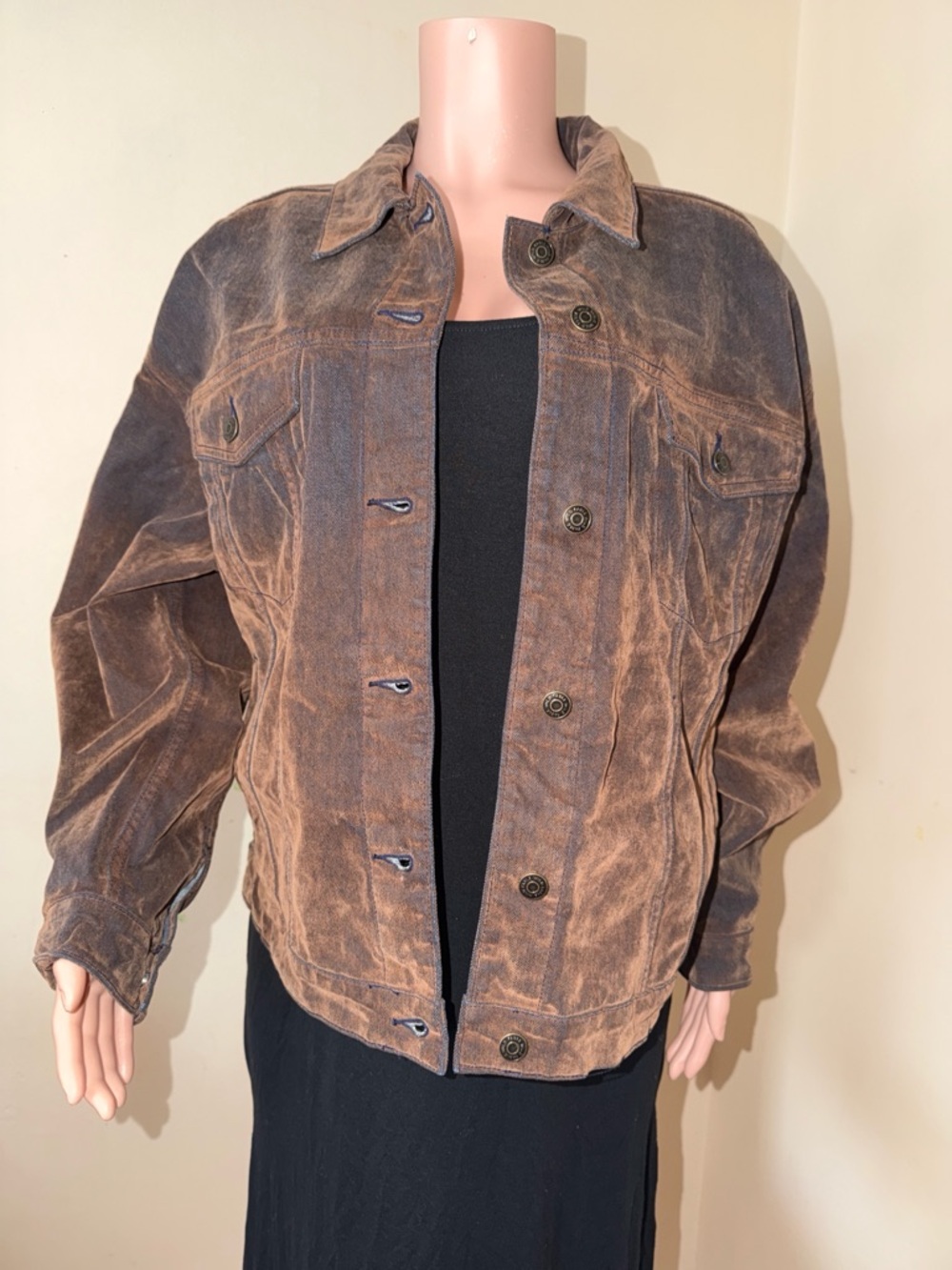 Wild Fable Light Blue Denim Jacket with Brown Collar